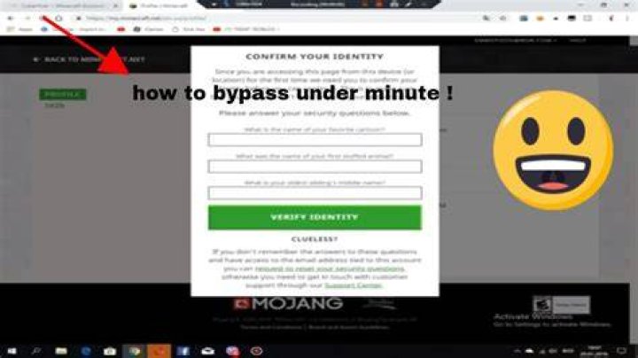 How to bypass security questions on minecraft