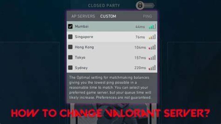 How to change valorant server