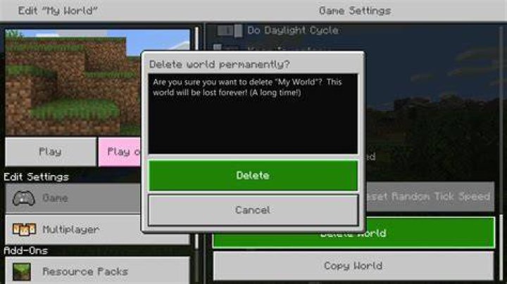 How to delete a world on minecraft