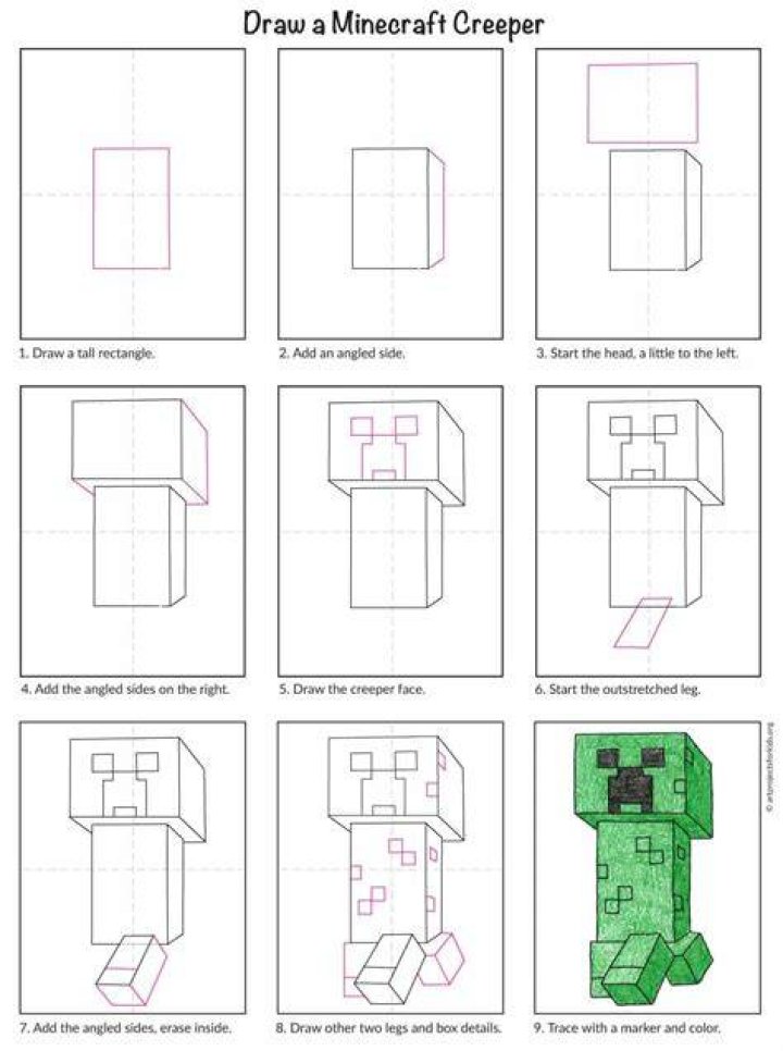 How to draw a creeper from minecraft