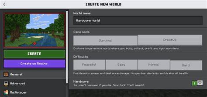 How to make a hardcore minecraft world