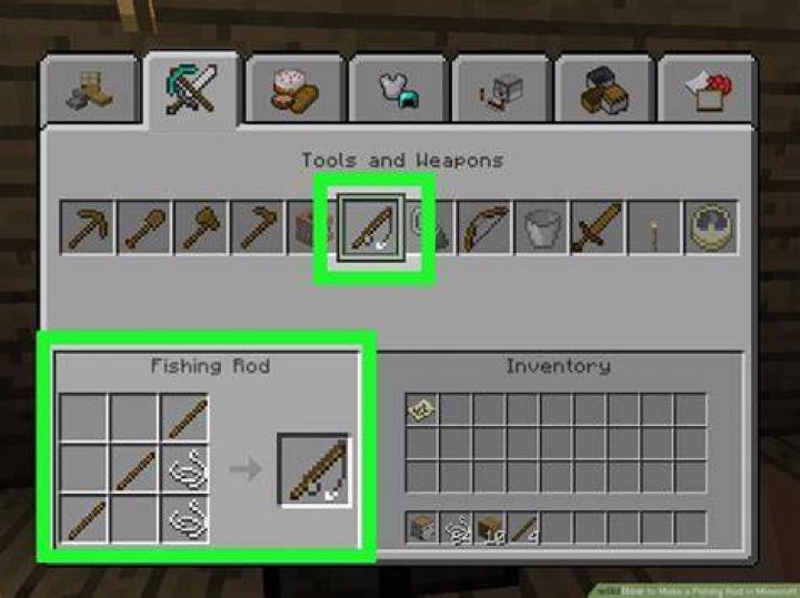 How to make a minecraft fishing rod