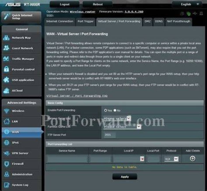 How to port forward minecraft asus router