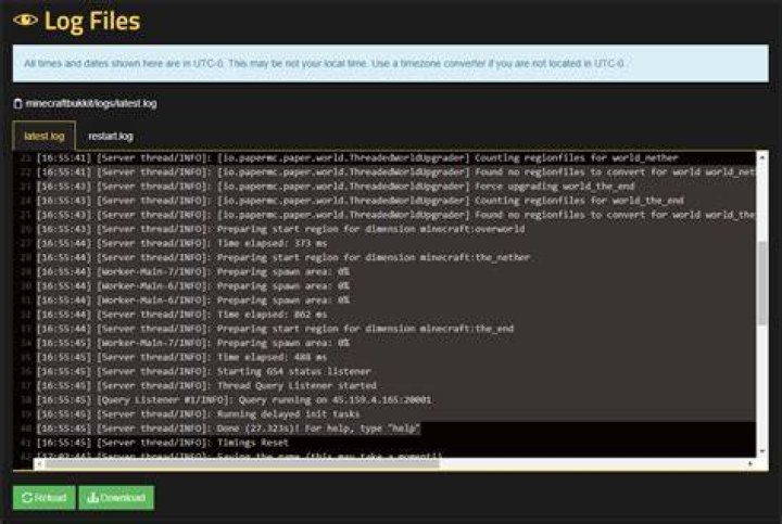 How to read minecraft server logs