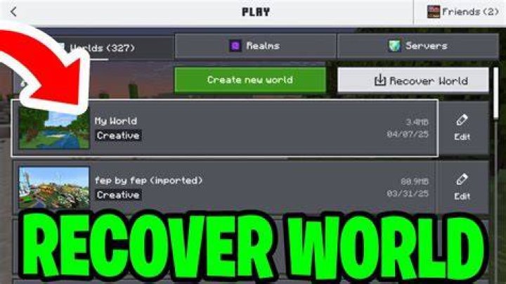 How to recover a minecraft world