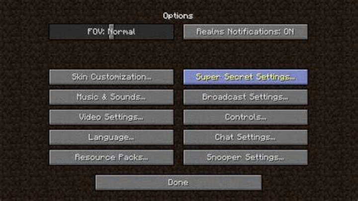 How to reset super secret settings minecraft