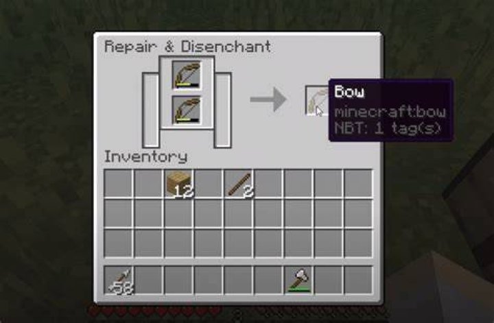 Minecraft how to fix a bow