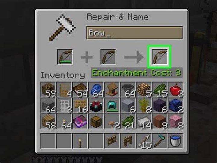 Minecraft how to repair enchanted bow