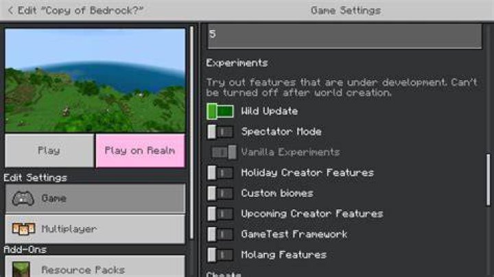 What does vanilla experiments do in minecraft